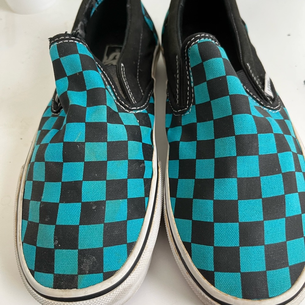 Vans Off the Walls Checker Board Slip on Shoes Blue/Black Adult Women Size 7.5